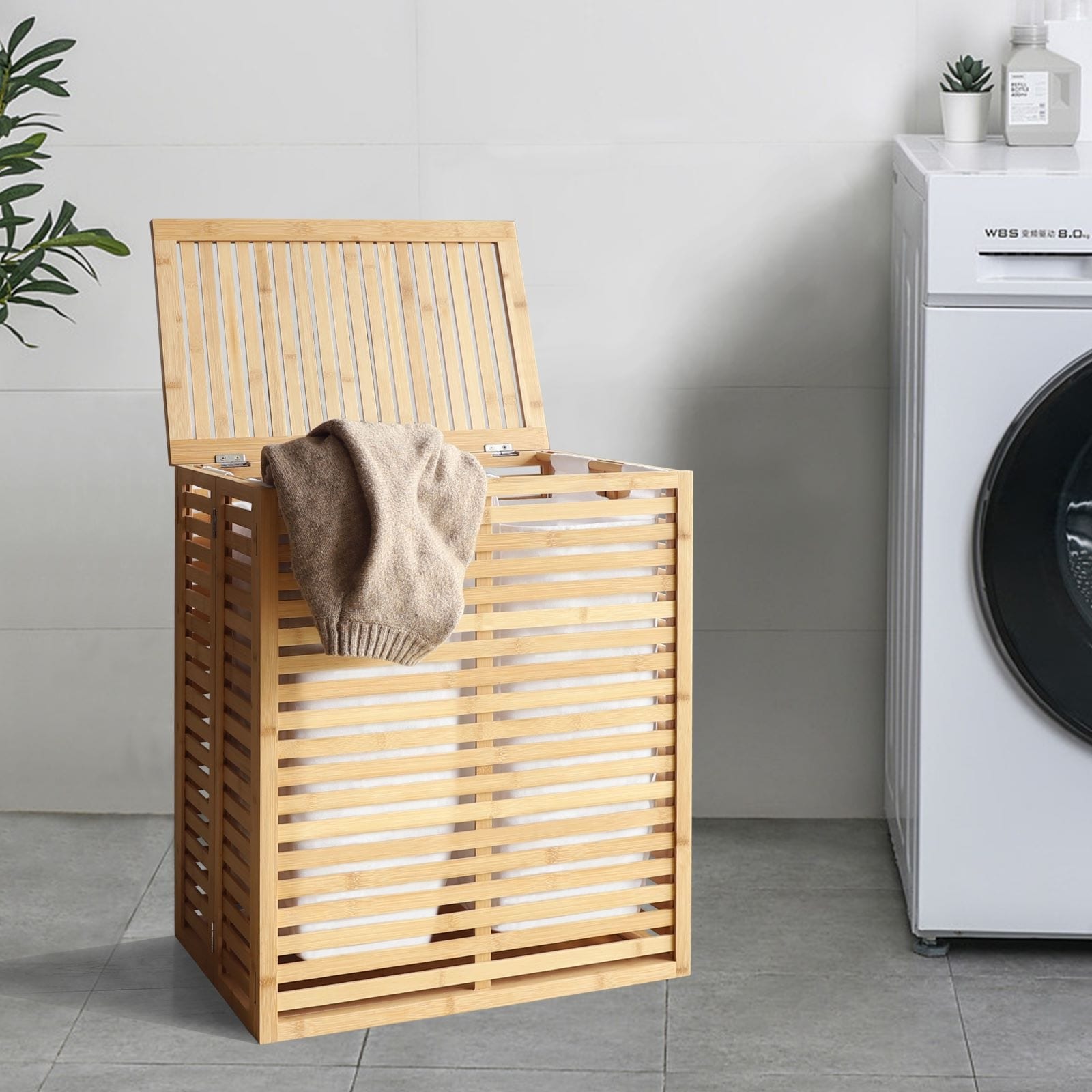Kik Fix Laundry Basketbamboo Laundry Hamper With Lid - Giant