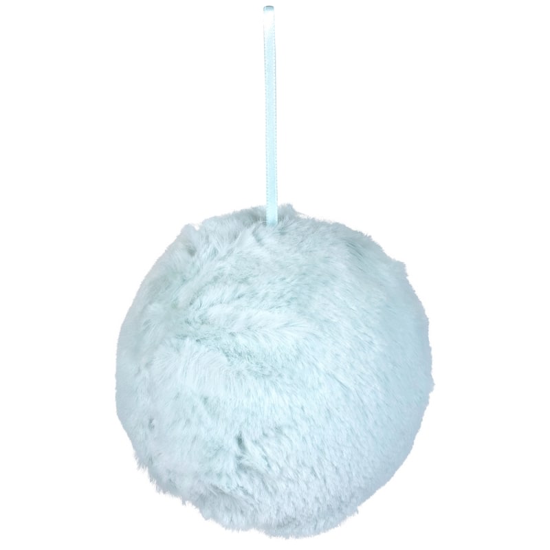 4" Light Green Faux Fur Plush Ball Christmas Ornament