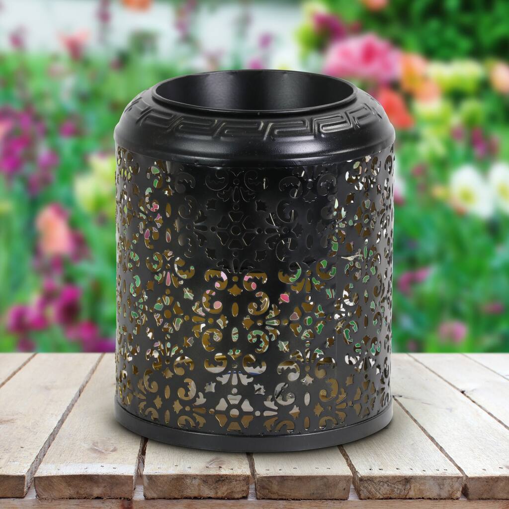 Exhart Metal Filigree LED House Plant Pot on an Automatic Timer, 8 Inch