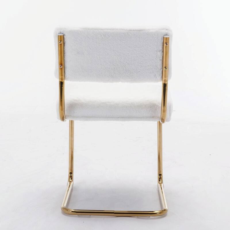 Modern Corduroy Dining Chairs - Gold Metal Base - Armless - Channel Tufting - Set of 2