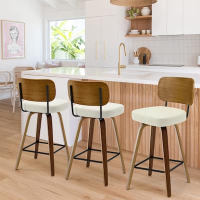 26" Swivel Upholstered Counter Height Bar Stool - 36.4" H x 17.1" W x 20" D