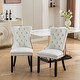 preview thumbnail 1 of 18, American Design Dining Chairs Set of 2,High-end Tufted Solid Wood PU and Velvet Upholstered Dining Chair White+Pink