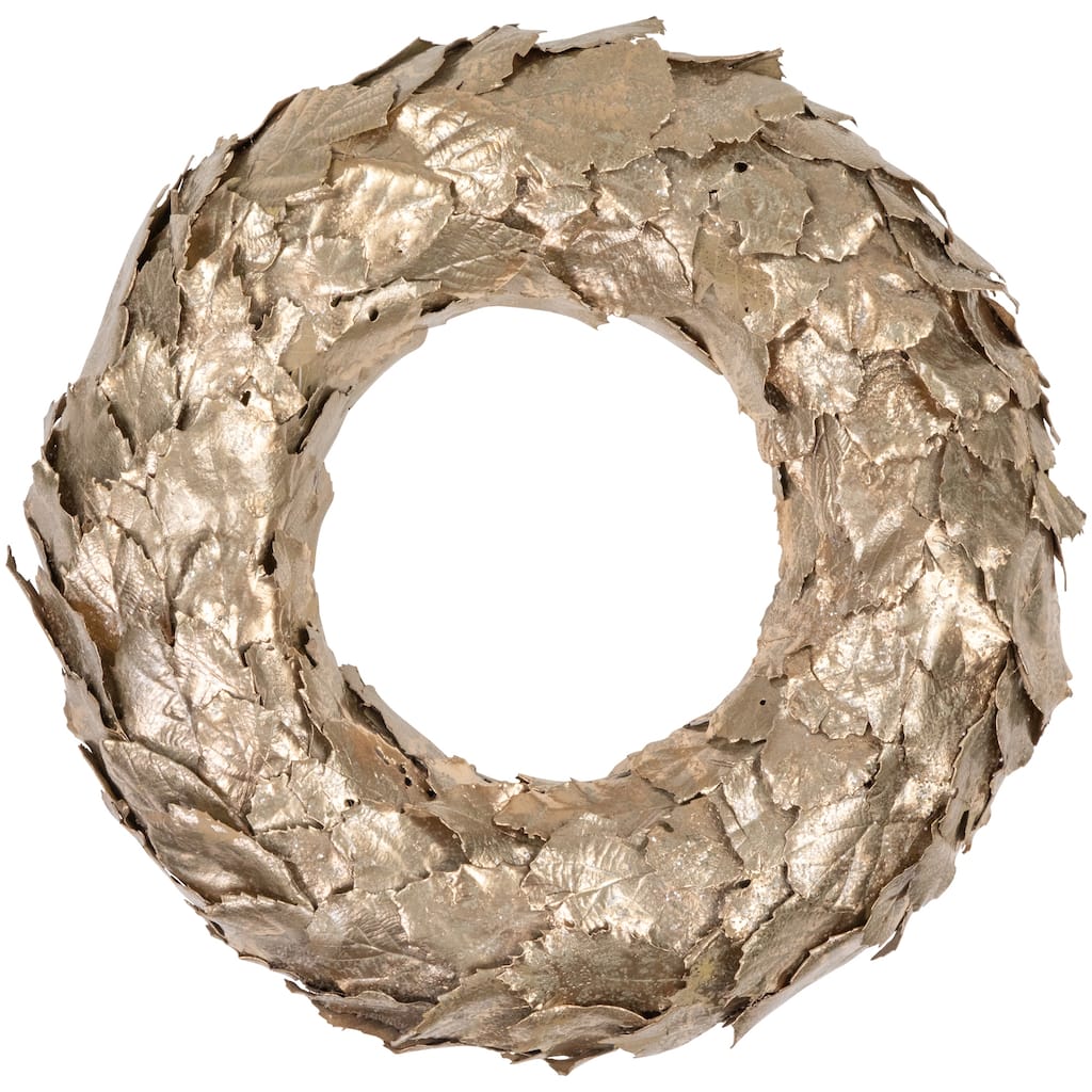 Gold Layered Leaves Christmas Wreath, 15.5-Inch, Unlit