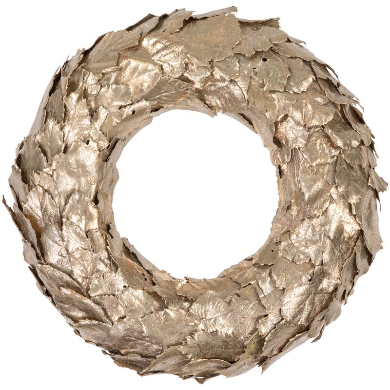 Gold Layered Leaves Christmas Wreath, 15.5-Inch, Unlit