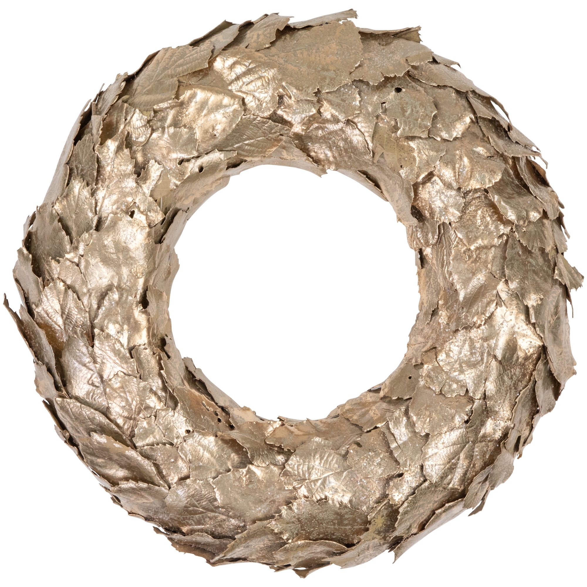 Gold Layered Leaves Christmas Wreath 15.5-Inch Unlit - 15.5"