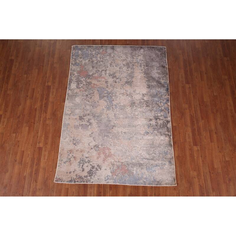 Contemporary Abstract Area Rug Handmade Oriental Wool Carpet - 5'3"x 7'6"