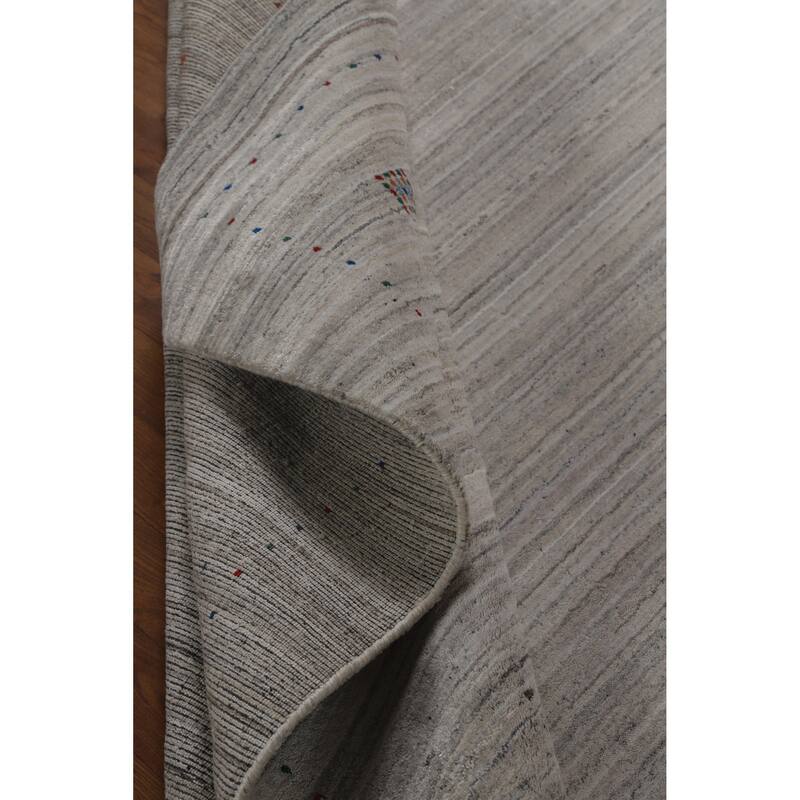 Hand Knotted Oriental 100% Wool Carpet Tribal Stripe Beige & Ivories Gabbeh Area Rug - 9' 3'' X 6' 2''