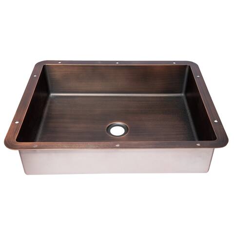 Rectangular Stainless Steel Sink in Bronze with Drain
