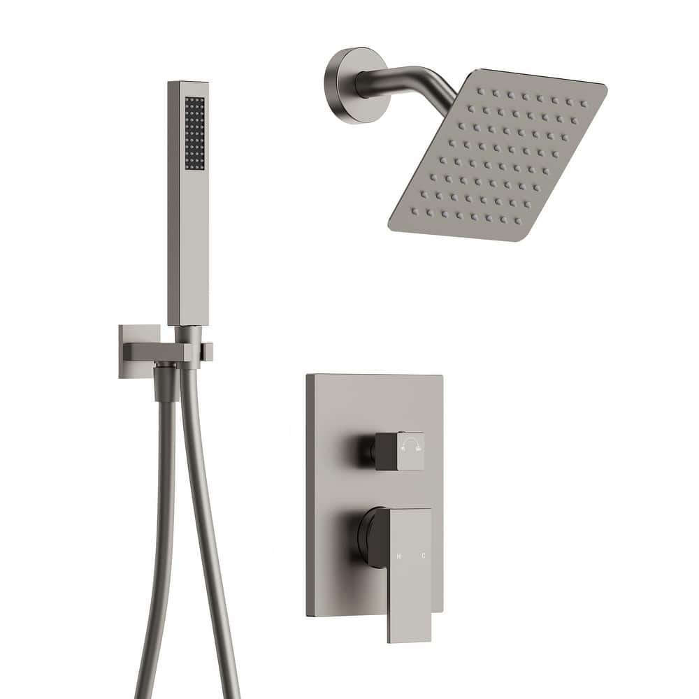 GRANDJOY 2-Function Rainfall Shower System with Handheld, Single Handle Wall-Mount Design