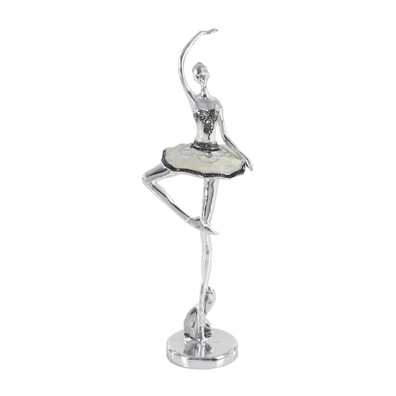 Polystone Dancer Sculpture with Capiz Inlay - Set of 3 Silver - Roche River Decor