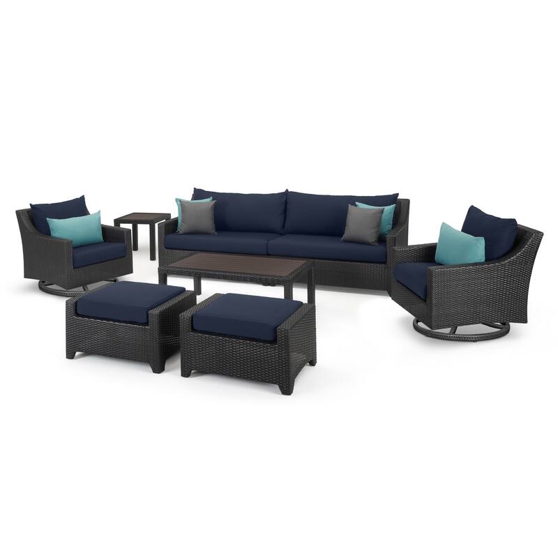 Deco 8 Piece Sunbrella Outdoor Patio Sofa & Motion Club Chair Set
