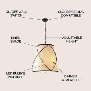 JONATHAN Y Silas 19" 3-Light Rustic Farmhouse Iron LED Pendant, Oil Rubbed Bronze - 3 Light