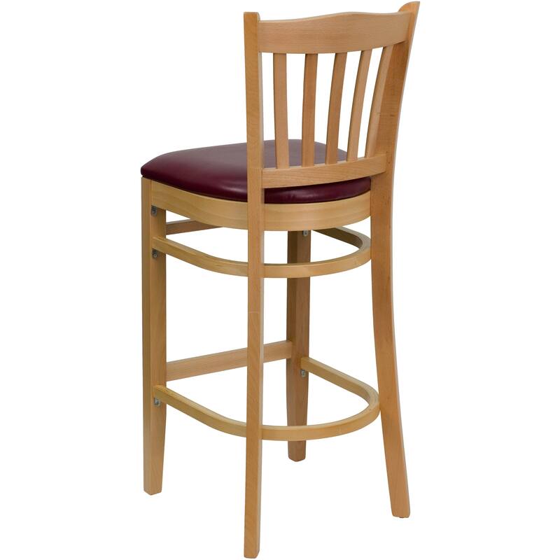 2Pk Vertical Slat Back Wood Restaurant Barstool - Hospitality Seating