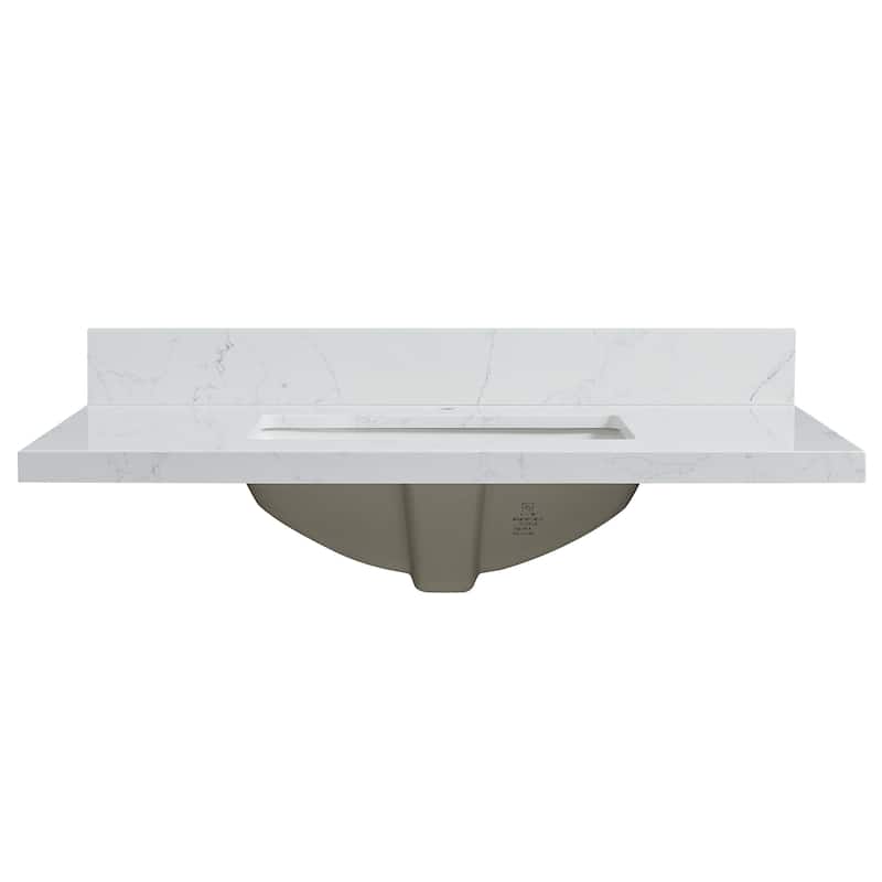 Malaga Composite Stone Vanity Top with White Rectangular Sink