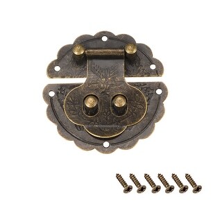 Yinpecly 2-Pack Chinese Style Lock Buckles - Vintage Rectangle Clasps For Jewelry Box, Wood Case (2.32x1.54 Inch, Bronze)