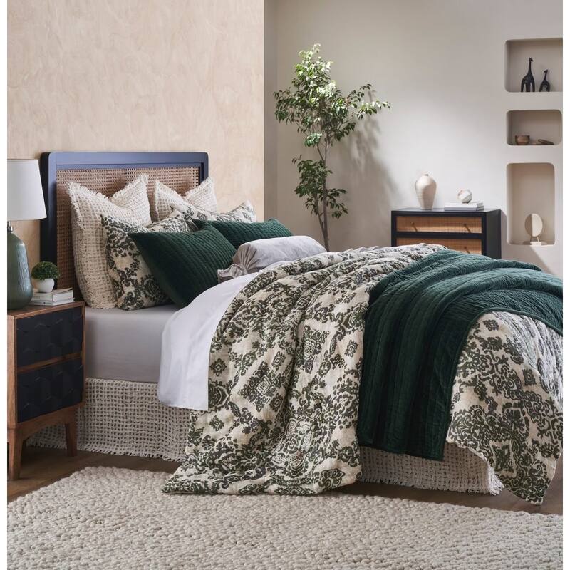 Ethan, Cotton/Velvet, Kale, Quilt or Sham