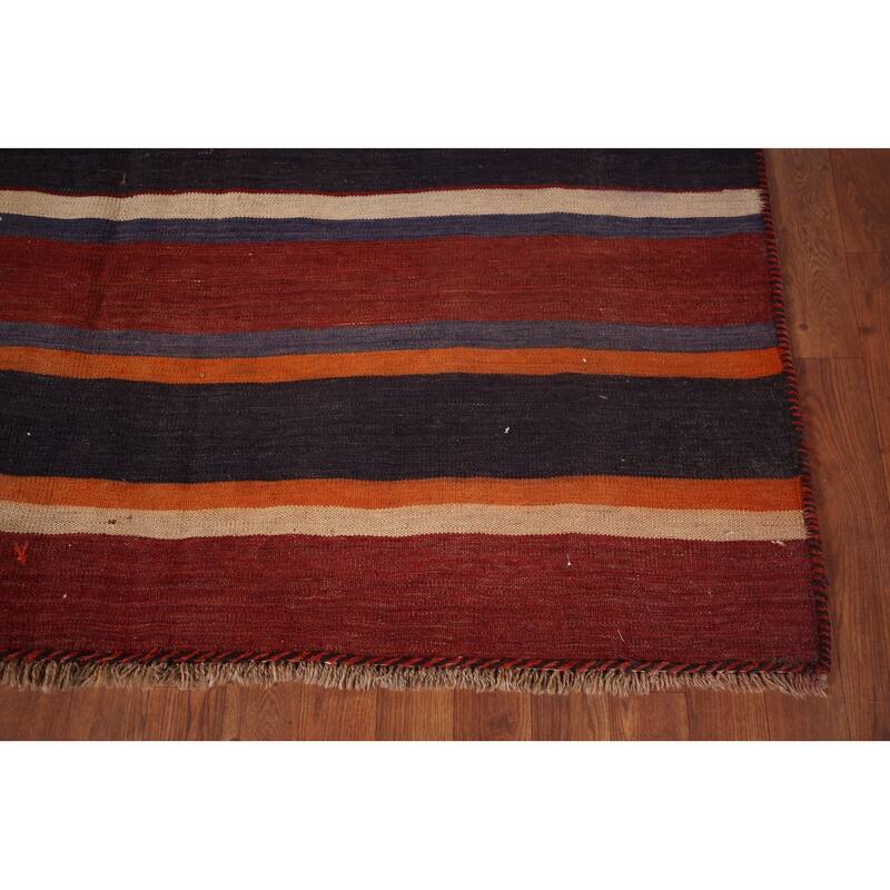 Striped Kilim Persian Area Rug Hand-Woven Wool Carpet - 5'9"x 8'8"