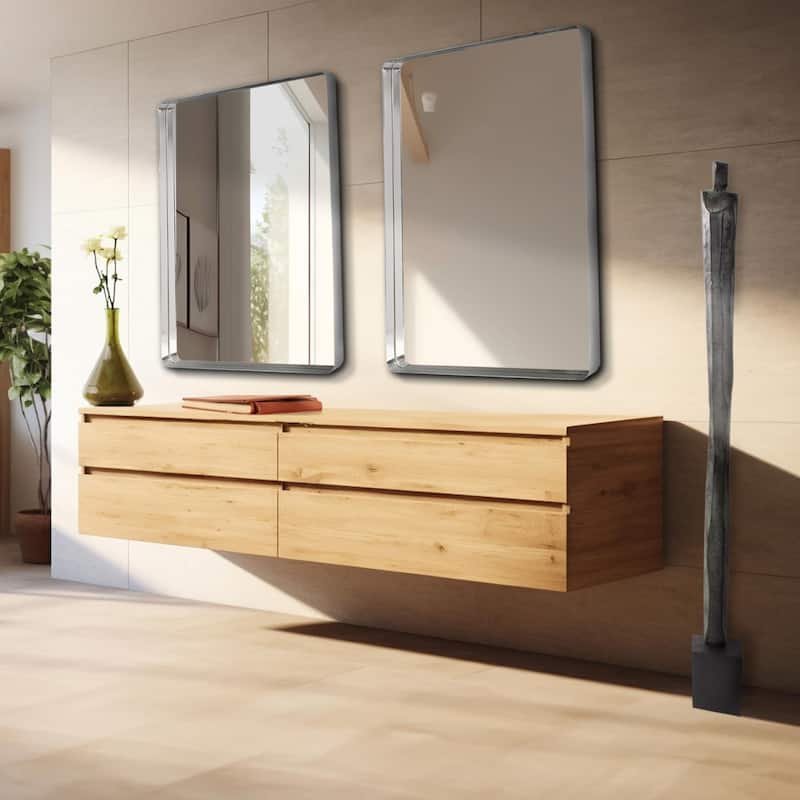 Steele Polished Silver Mirror - 40H X 30W X 2D