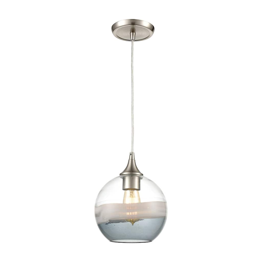 Sutter Creek 8-inch Wide 1-Light Pendant in Satin Nickel - 8in W x 8in D x 10in H