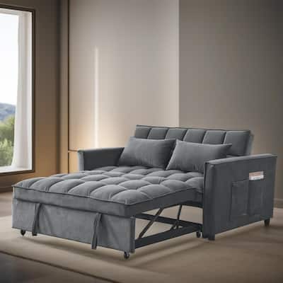 54" Wide 3 in 1 Velvet Sleeper Sofa for Living Room