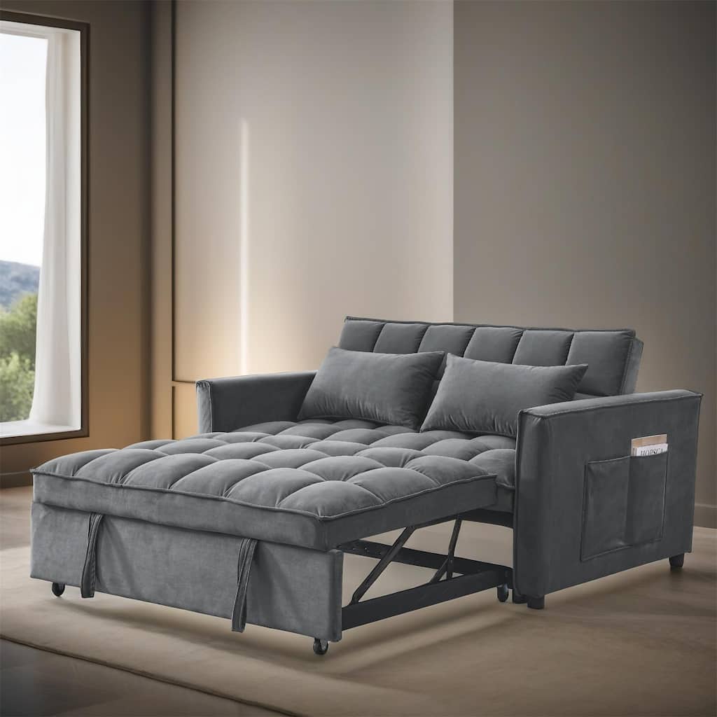 54" Wide 3 in 1 Velvet Sleeper Sofa for Living Room