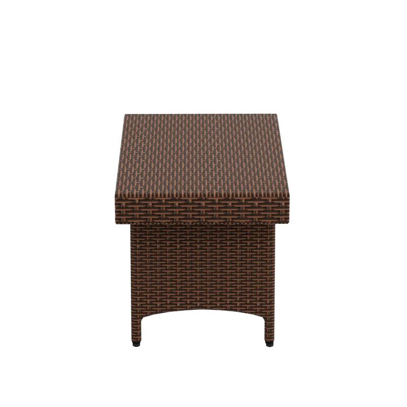 Peader Outdoor Wicker Adjustable Collapsible Folding Table