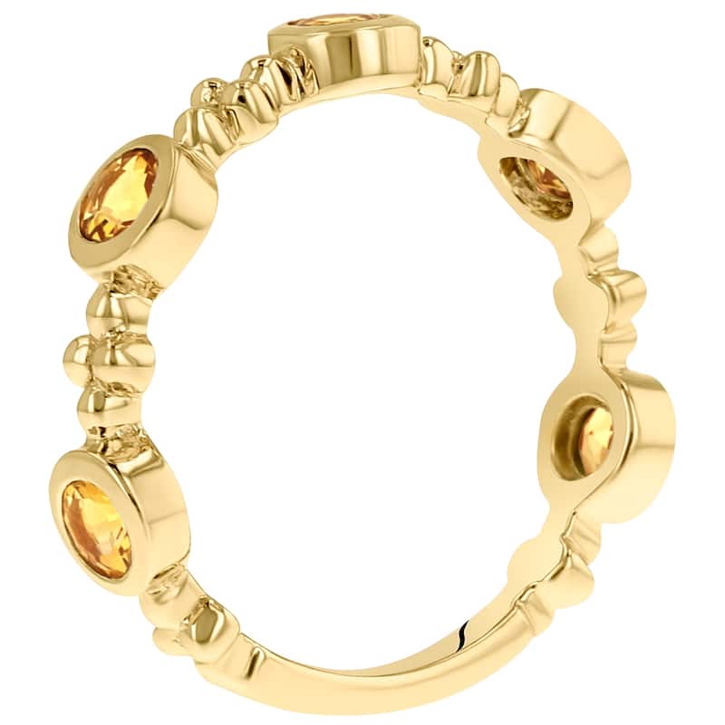 Yellow Tone Citrine Tiara Stackable Ring in Sterling Silver