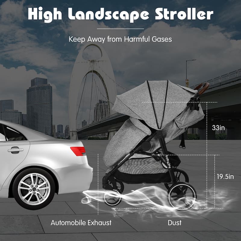Costway High Landscape Baby Stroller Pushchair w/ Footmuff & - See Details