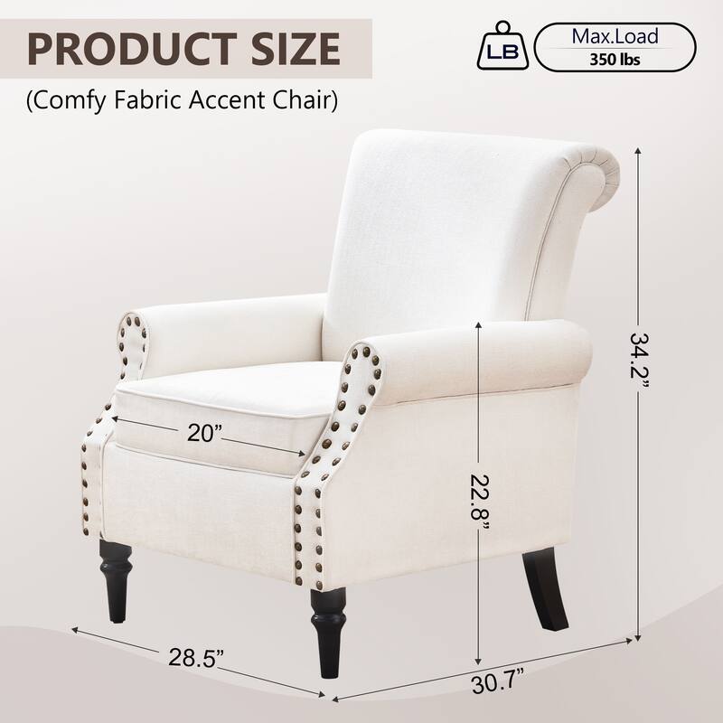 Mid-Century Modern Upholstered Accent chair with Solid Wood Legs