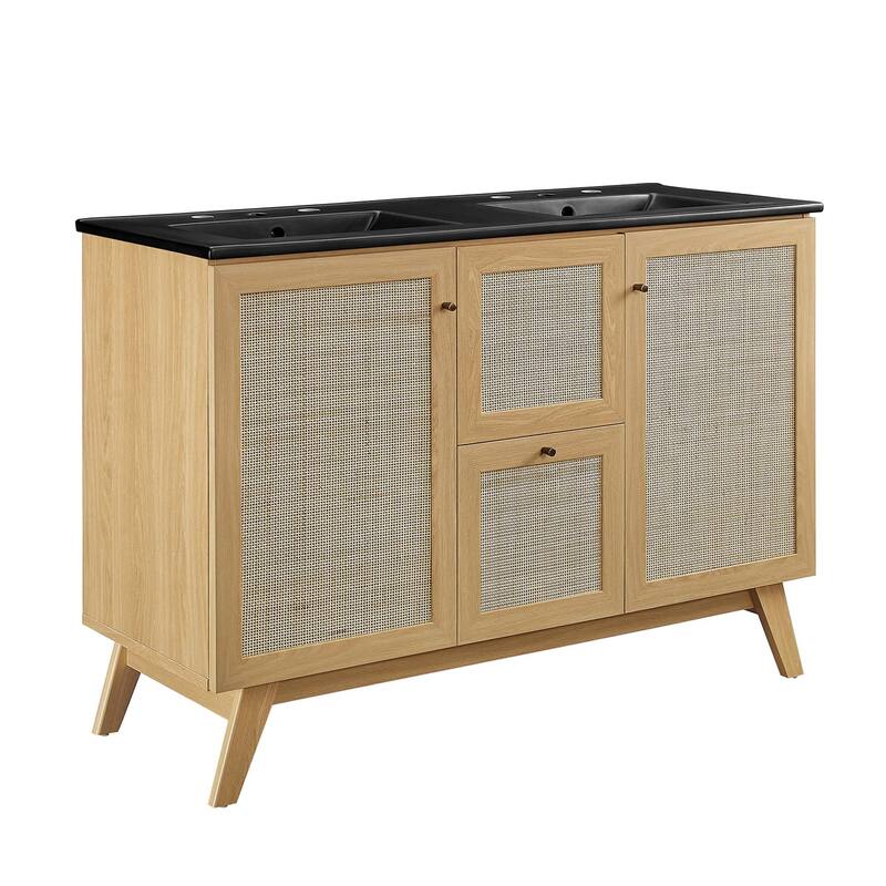 Soma 48" Double Sink Bathroom Vanity - Oak - Oak Finish