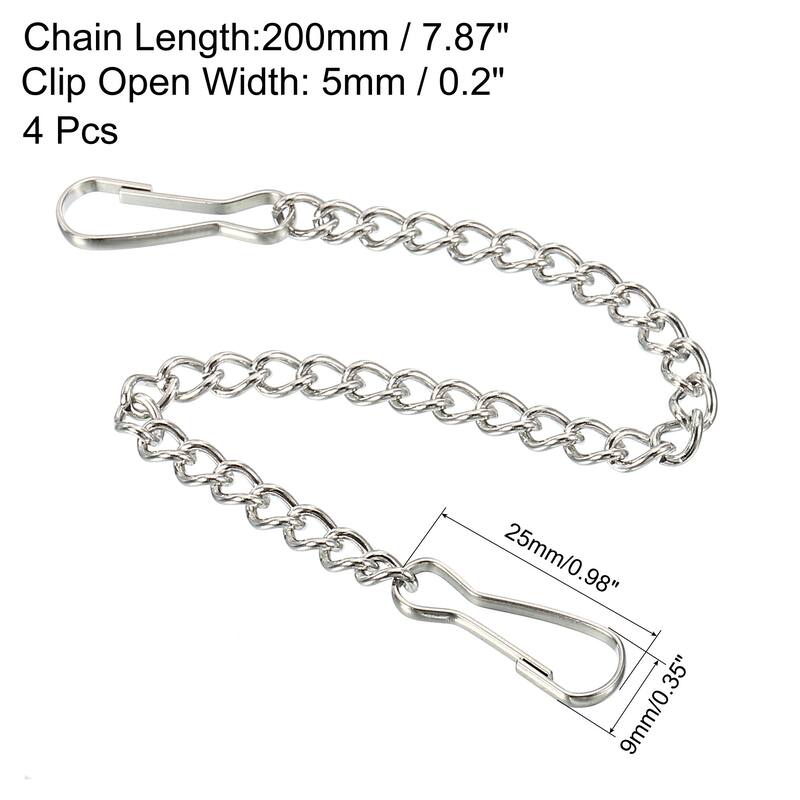 4pcs Hanging Chain Snap Clips Signboard Chalkboard Plant Basket Hanger - 7.87 Inch