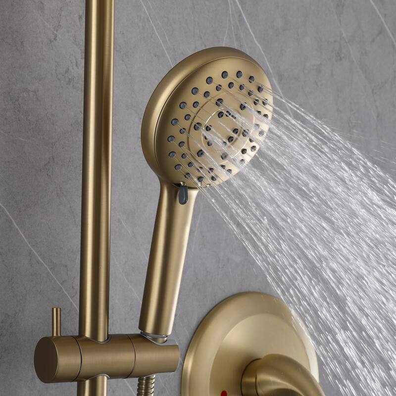 Modland High Pressure 5-Way 10'' Rain Shower Head Black with Handheld Shower Slide Bar