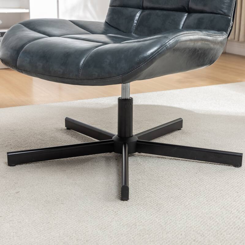 Faux Leather Tufted Swivel Accent Chair, Adjustable Height