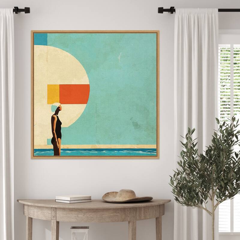 Mid Century Pool by Layla Oz Framed Canvas Wall Art Print