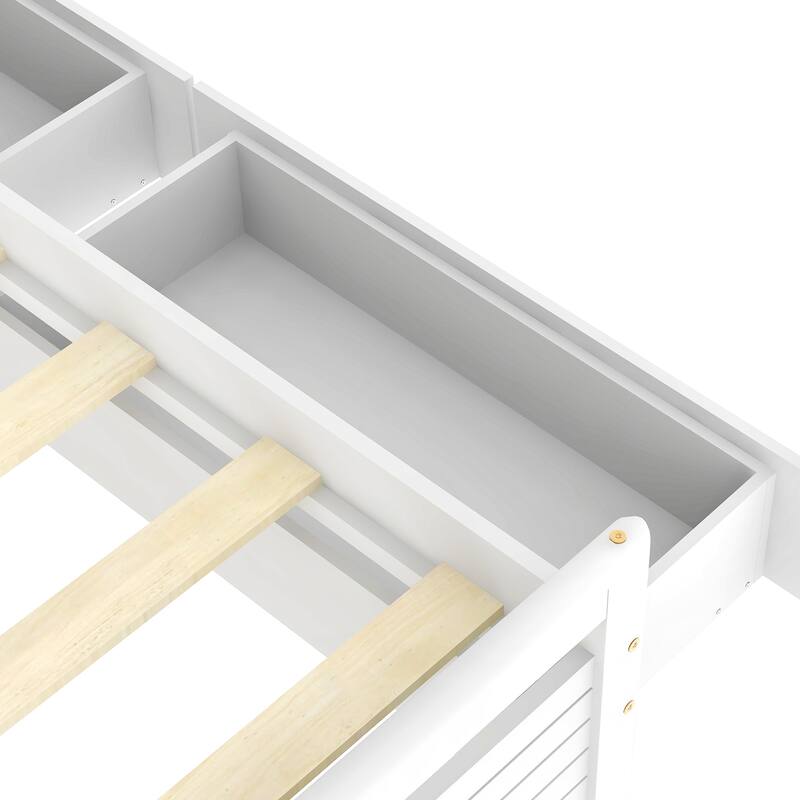Wooden Platform Bed with Two Storage Drawers