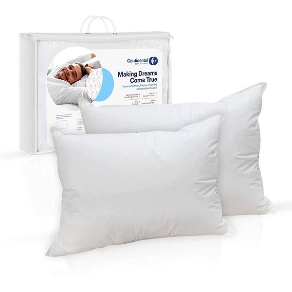 Set of 2 Double Down Surround Pillows - 5 Star Hotel Pillow - White - Queen