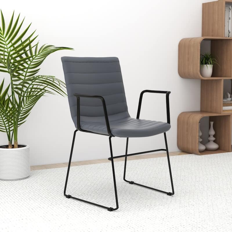 Zylar Ergonomic Guest Chair with Leather, Stainless Steel Base, High-Density Foam, Modern Design for Office or Waiting Room