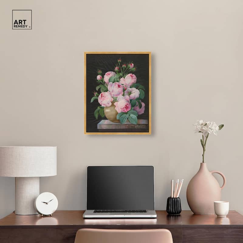 Pink Roses in a Vase Canvas by Art Remedy