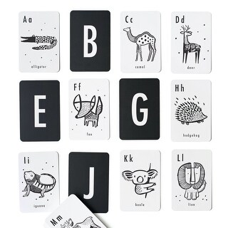 Wee Gallery Animal Alphabet Tapestry - Organic Cotton Wall Art For Nursery & Kids Room | Educational Black & White Decor