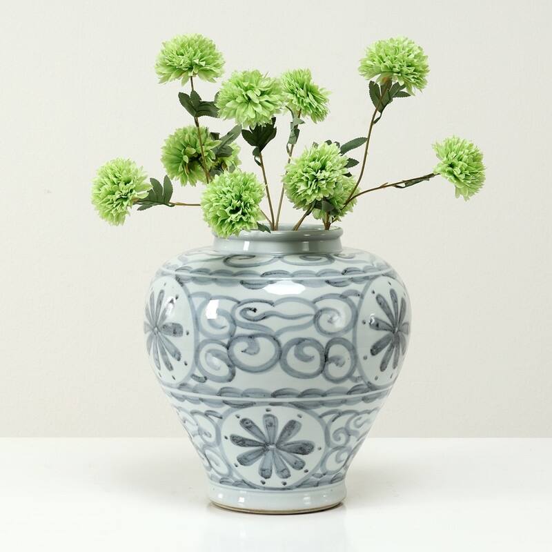 Approx. 14.6 Inches Subtle Blue and White Vase (7" Opening)