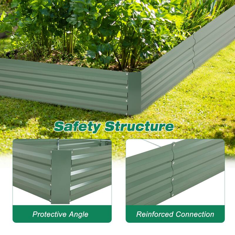 Aoodor 8x4x1ft Metal Raised Garden Bed - 8' x 4' x1'