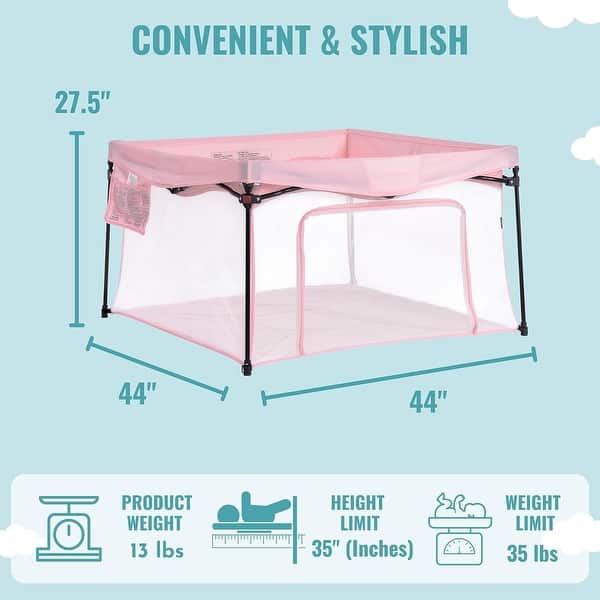 dimension image slide 0 of 3, Dream On Me Ziggy Square Baby Playpen