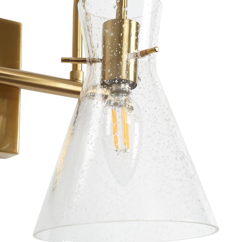 Liniya Modern 2-light Bathroom Vanity Light Brass Gold Wall Sconces Horn Seeded Glass Dimmable