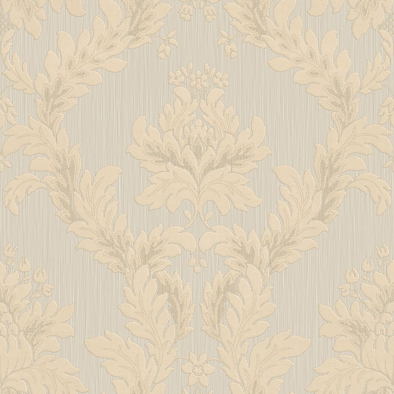 Galerie Wallcoverings Ornamenta 2 Embossed Classic Damask Vinyl Matte Wallpaper Roll - 33 feet x 21 inches - Dark Beige/Cream