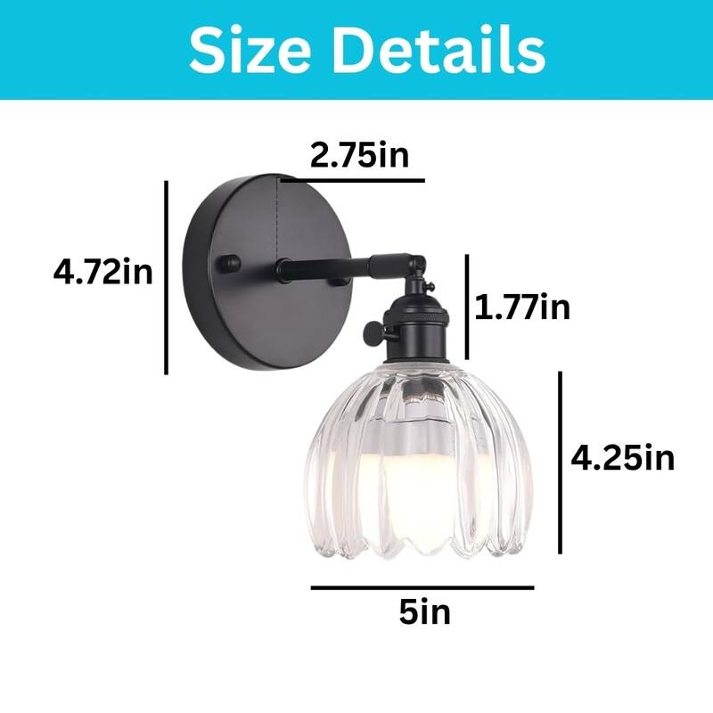 Remote Control wall sconce black battery powered wall lights brass, glass, iron sconce lamp