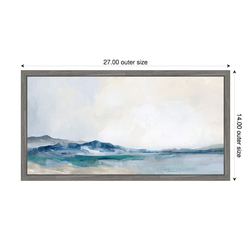 Tranquil Horizon Over Rolling Hills by PI Studio Framed Canvas Wall Art Print - Plastic - 27 x 14 in - Grey