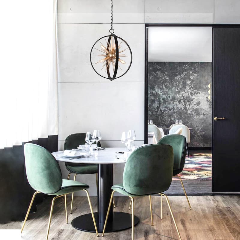 Modern 6-Light Globe Sputnik Chandelier Tinka Farmhouse Lantern Kitchen Pendant Lights for Foyer - D18"x H20.5"