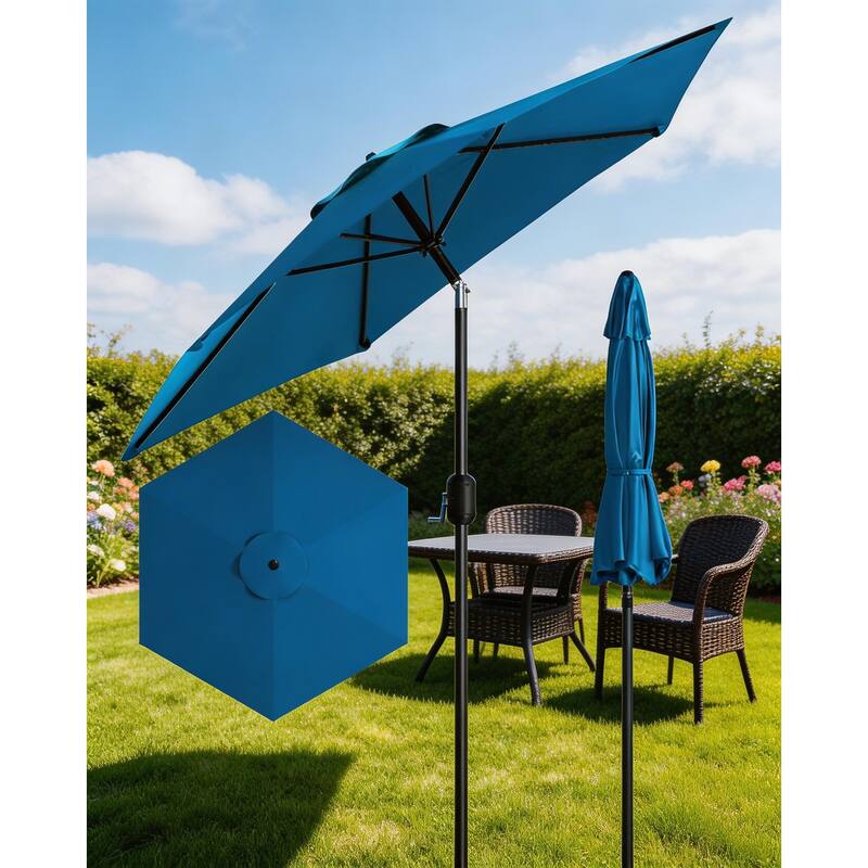 10ft Outdoor Patio Umbrella, with Crank Lift & Push Button Tilt, UV Protection Waterproof