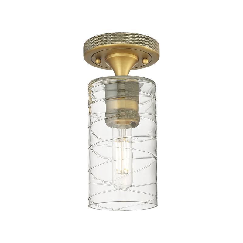 Innovations Lighting 434-1F-10-4 Crown Point Flush Crown Point 4" Wide - Brushed Brass / Deco Swirl