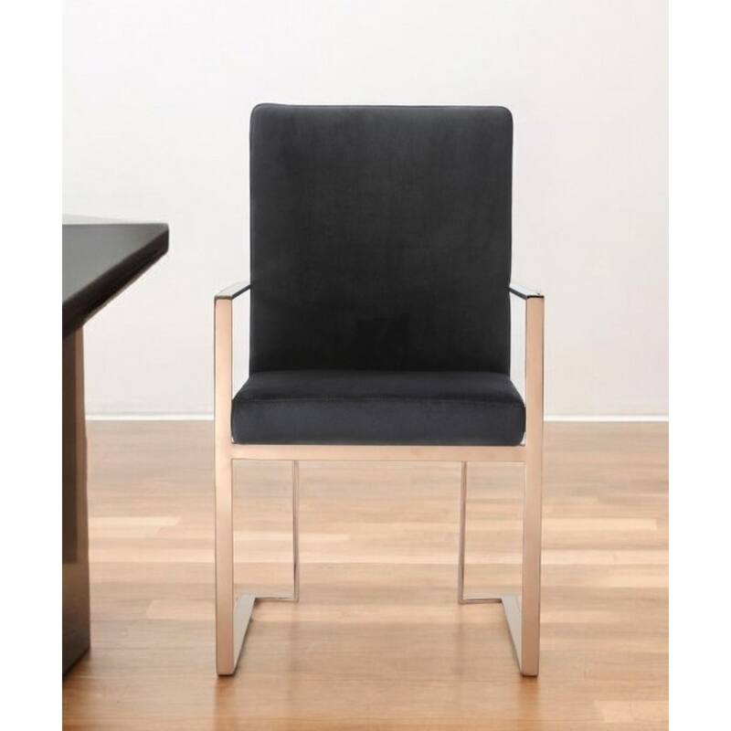 HomeRoots Black And Gold Upholstered Fabric Dining Arm Chair